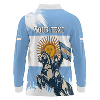 Personalized Argentina Flag Day 20th June Long Sleeve Polo Shirt Manuel Belgrano