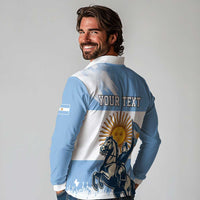 Personalized Argentina Flag Day 20th June Long Sleeve Polo Shirt Manuel Belgrano