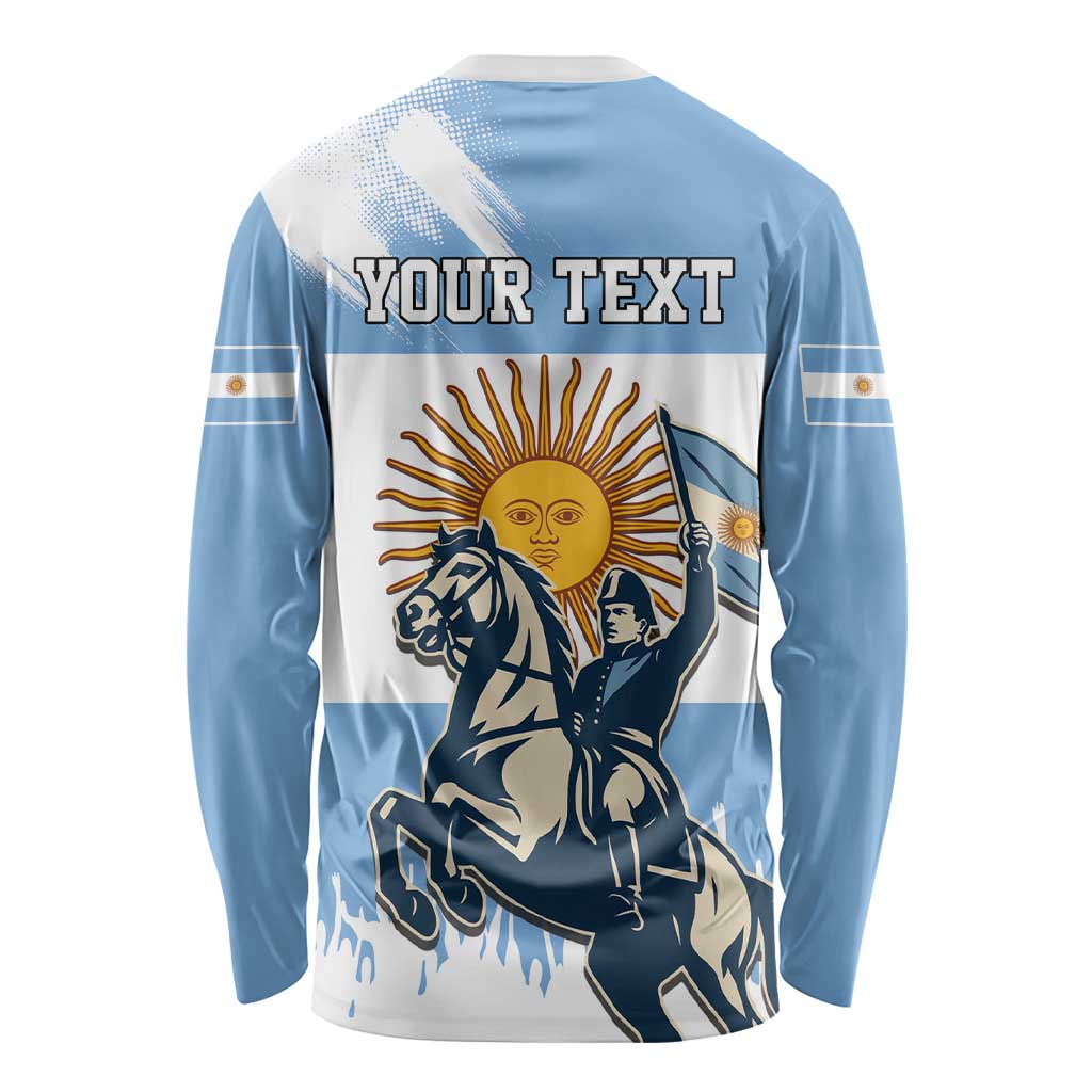 Personalized Argentina Flag Day 20th June Long Sleeve Shirt Manuel Belgrano