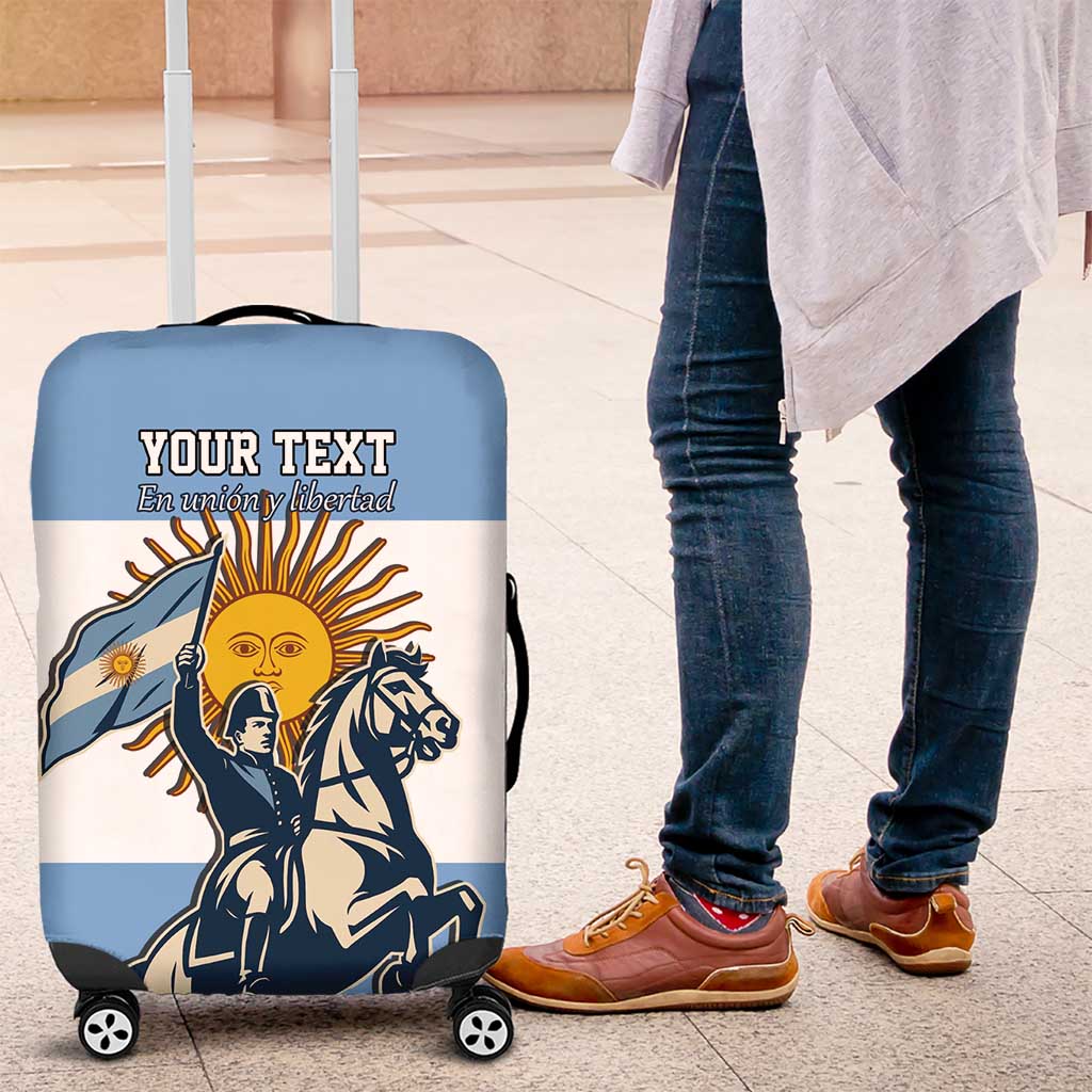 Personalized Argentina Flag Day 20th June Luggage Cover Manuel Belgrano