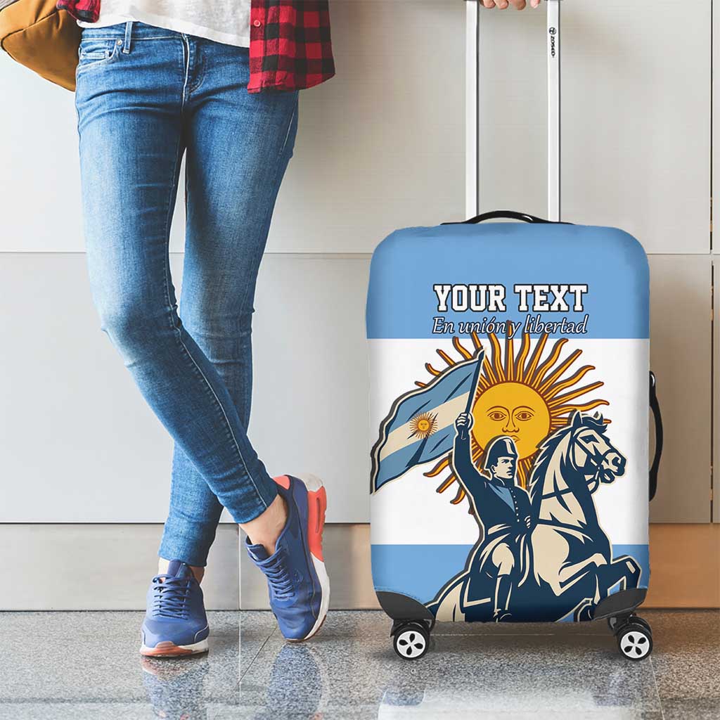 Personalized Argentina Flag Day 20th June Luggage Cover Manuel Belgrano
