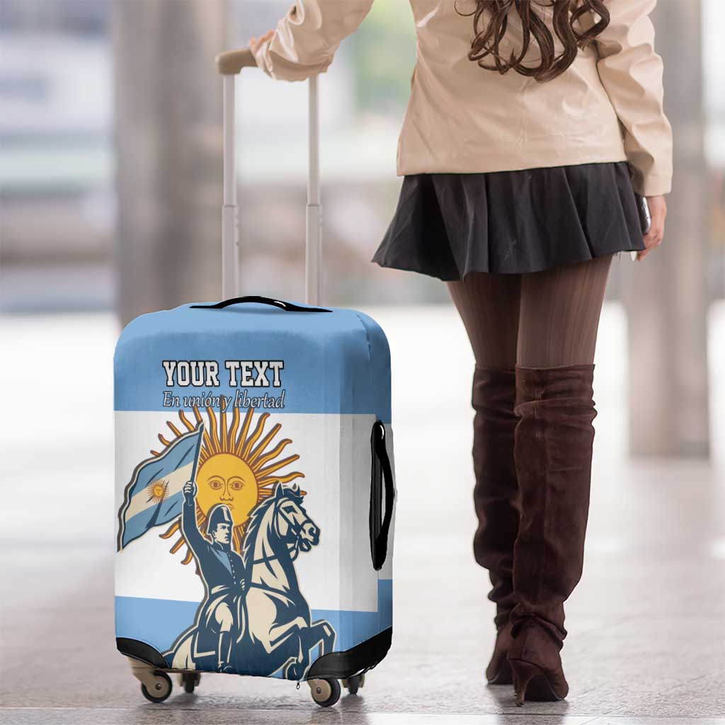 Personalized Argentina Flag Day 20th June Luggage Cover Manuel Belgrano