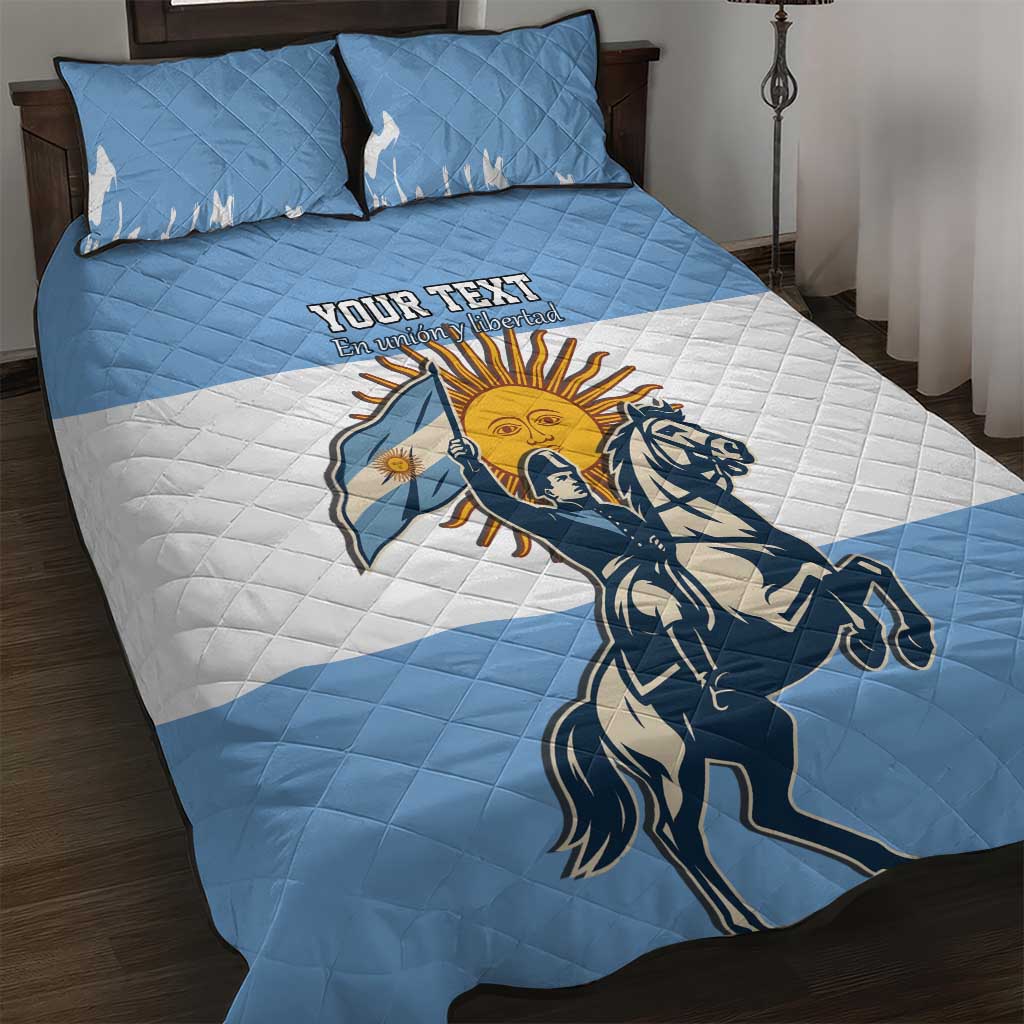 Personalized Argentina Flag Day 20th June Quilt Bed Set Manuel Belgrano