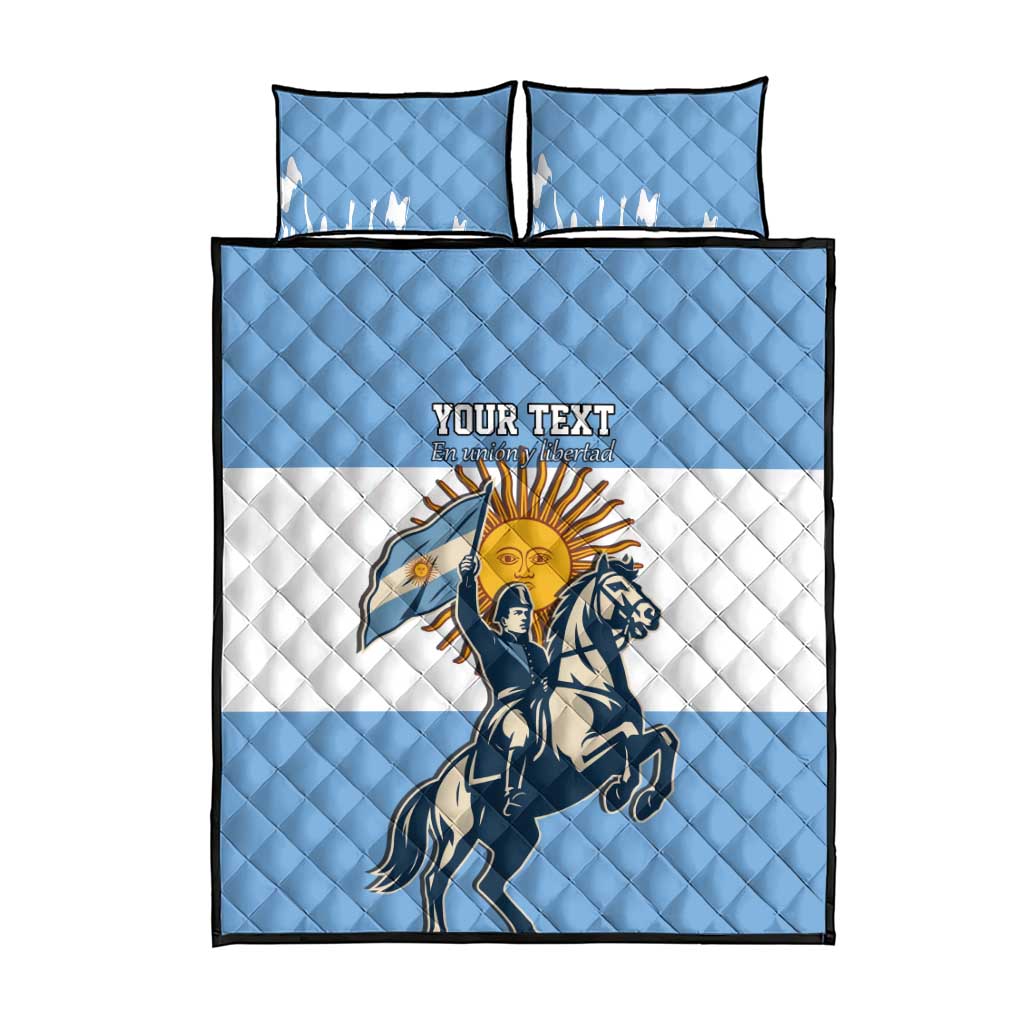 Personalized Argentina Flag Day 20th June Quilt Bed Set Manuel Belgrano