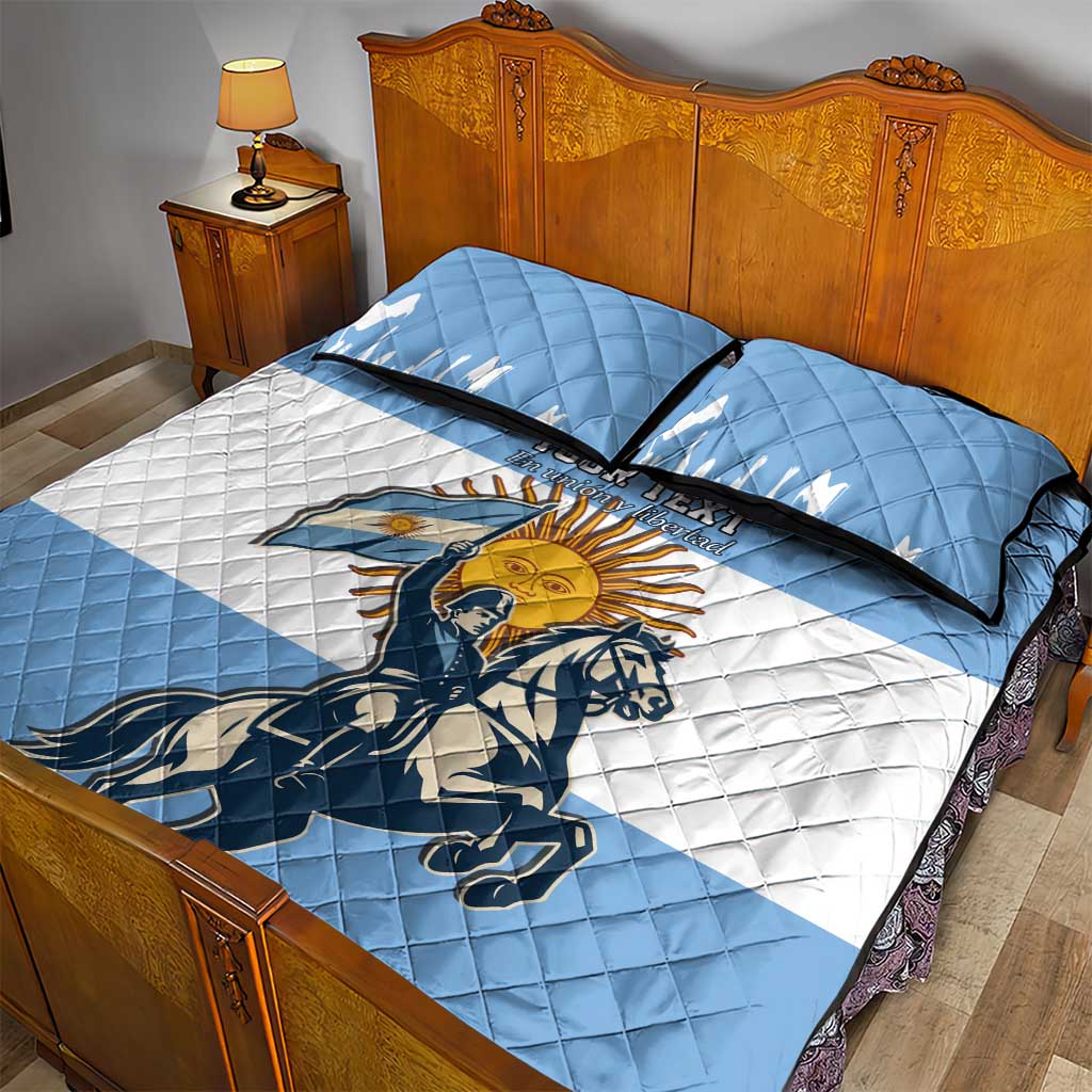 Personalized Argentina Flag Day 20th June Quilt Bed Set Manuel Belgrano