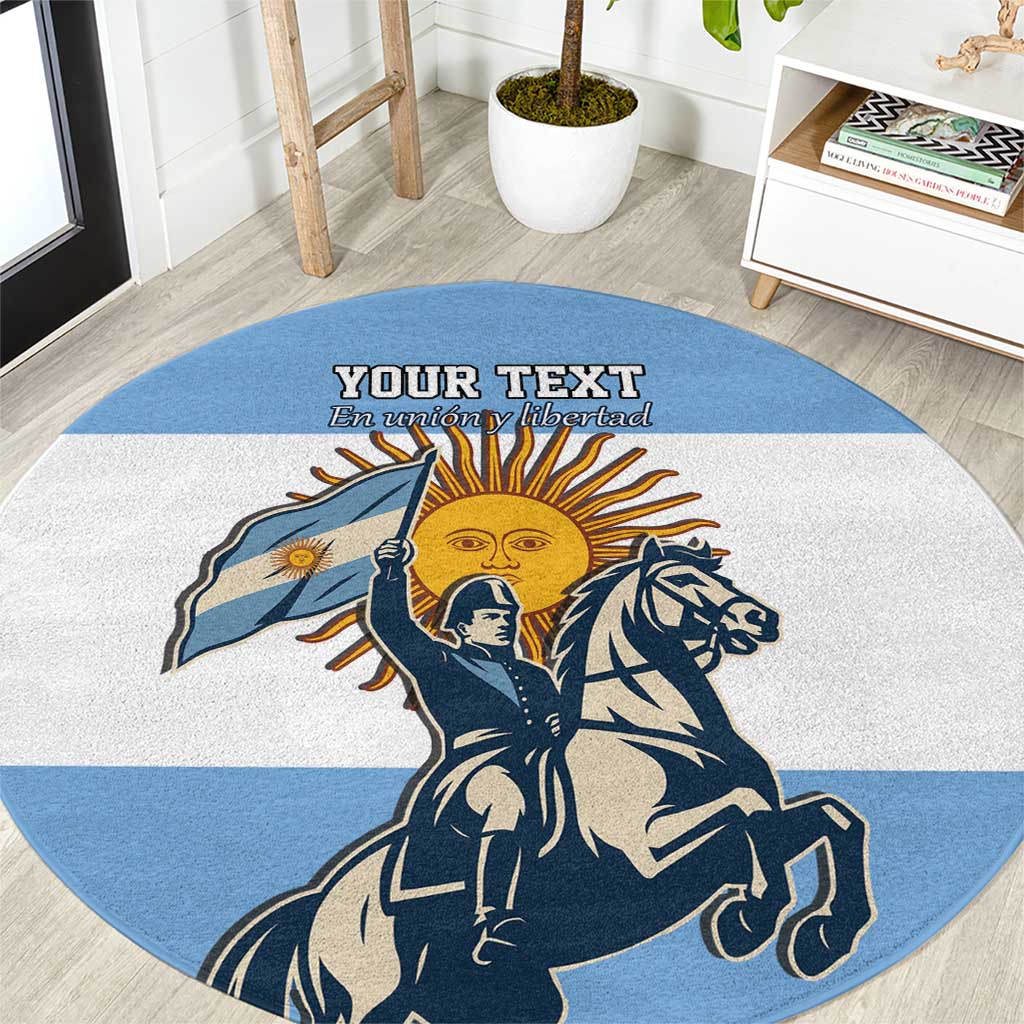 Personalized Argentina Flag Day 20th June Round Carpet Manuel Belgrano