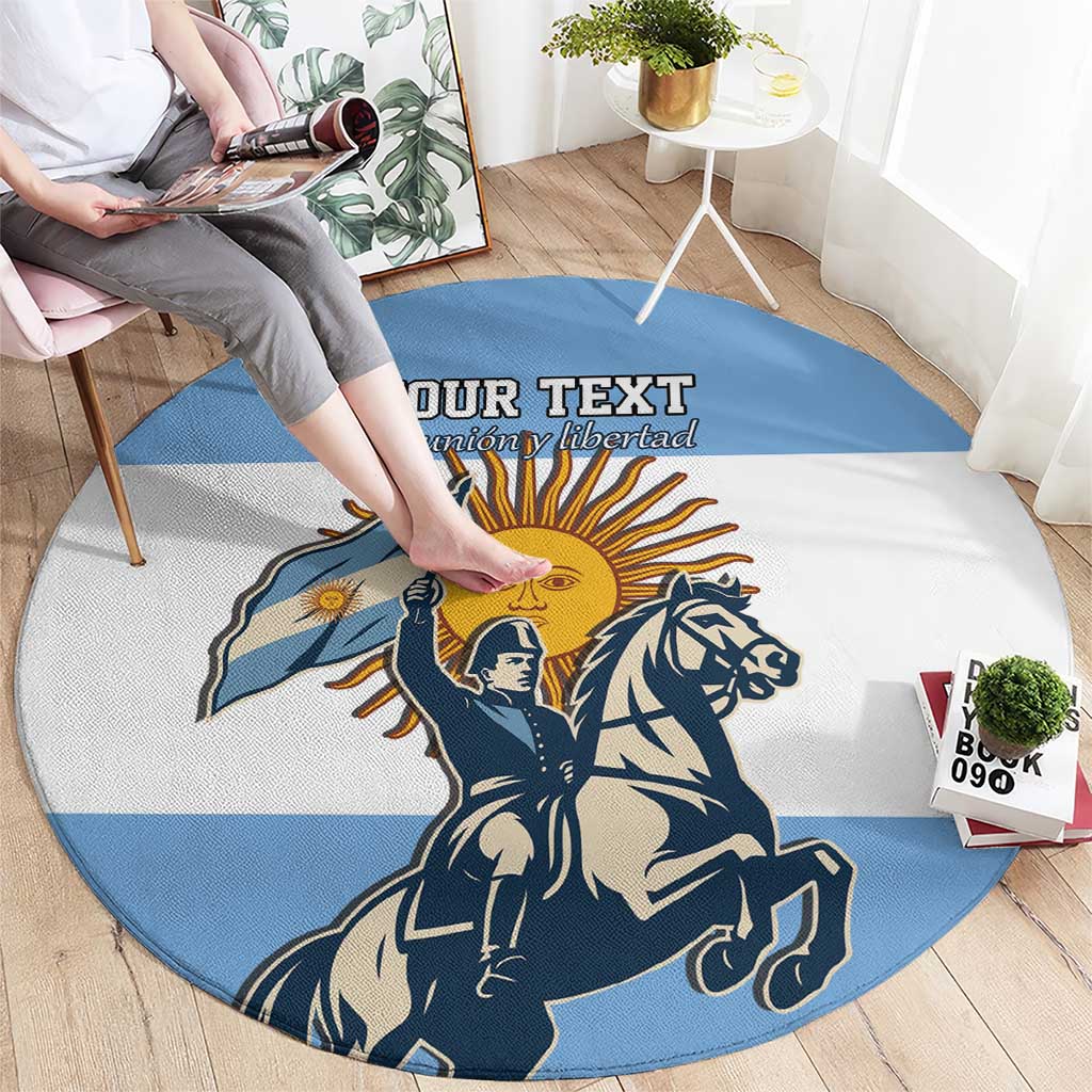 Personalized Argentina Flag Day 20th June Round Carpet Manuel Belgrano
