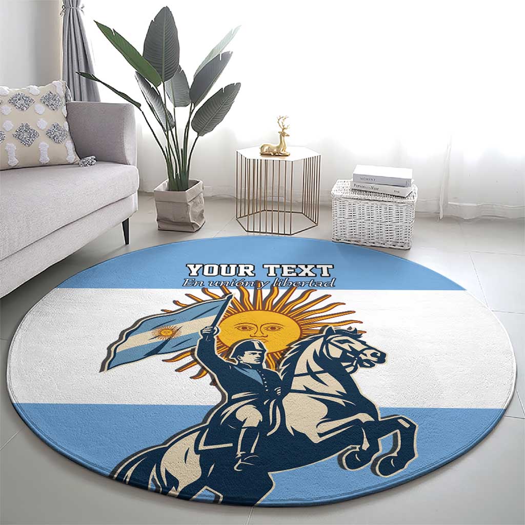 Personalized Argentina Flag Day 20th June Round Carpet Manuel Belgrano