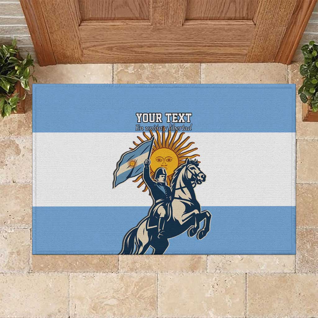 Personalized Argentina Flag Day 20th June Rubber Doormat Manuel Belgrano