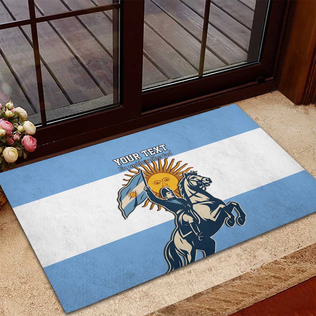 Personalized Argentina Flag Day 20th June Rubber Doormat Manuel Belgrano