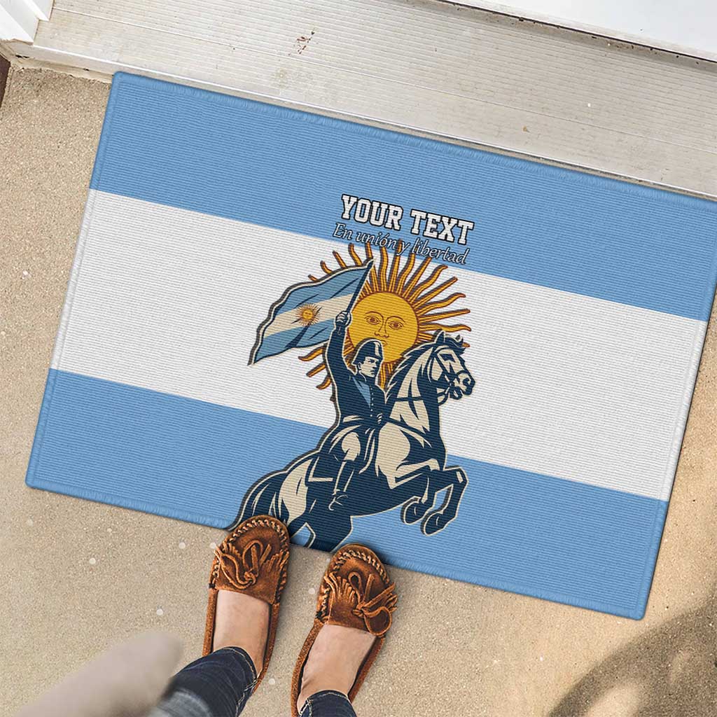Personalized Argentina Flag Day 20th June Rubber Doormat Manuel Belgrano