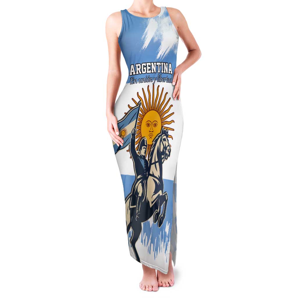 Personalized Argentina Flag Day 20th June Tank Maxi Dress Manuel Belgrano