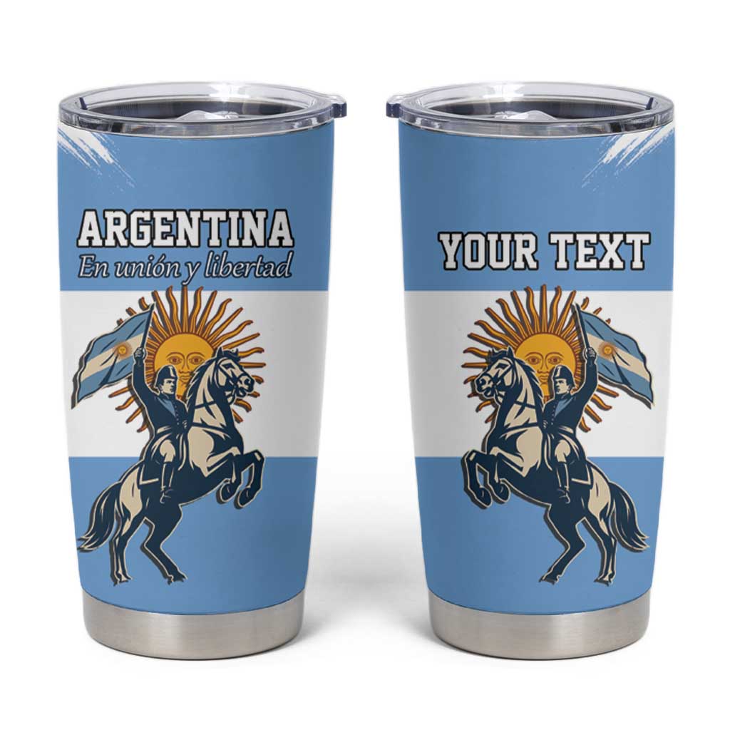 Personalized Argentina Flag Day 20th June Tumbler Cup Manuel Belgrano