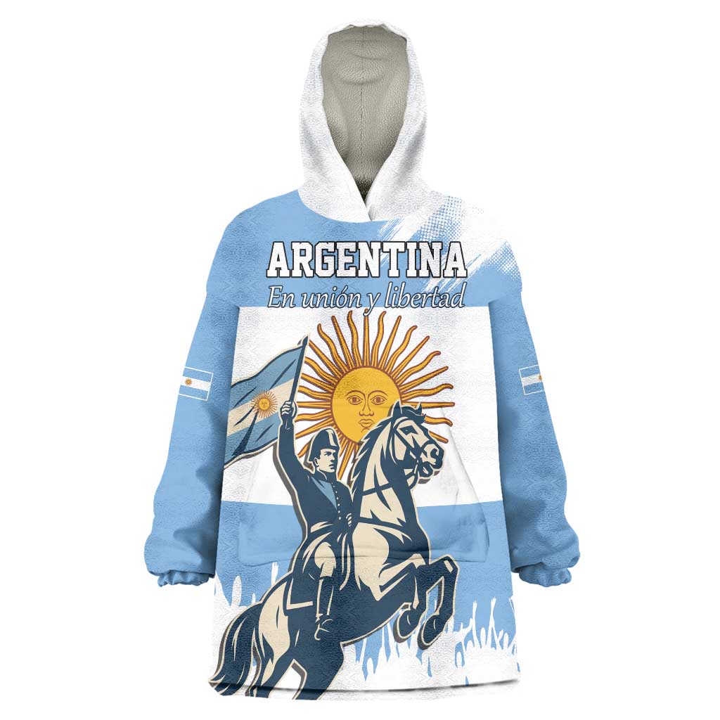 Personalized Argentina Flag Day 20th June Wearable Blanket Hoodie Manuel Belgrano