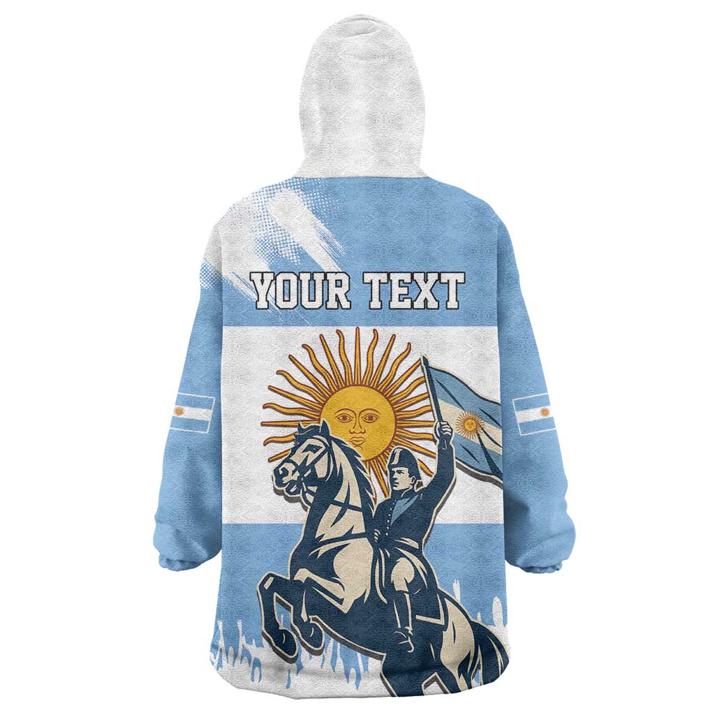 Personalized Argentina Flag Day 20th June Wearable Blanket Hoodie Manuel Belgrano