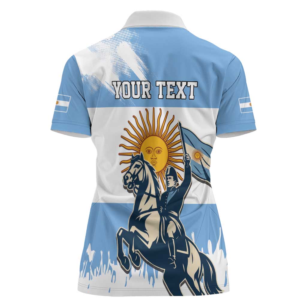 Personalized Argentina Flag Day 20th June Women Polo Shirt Manuel Belgrano