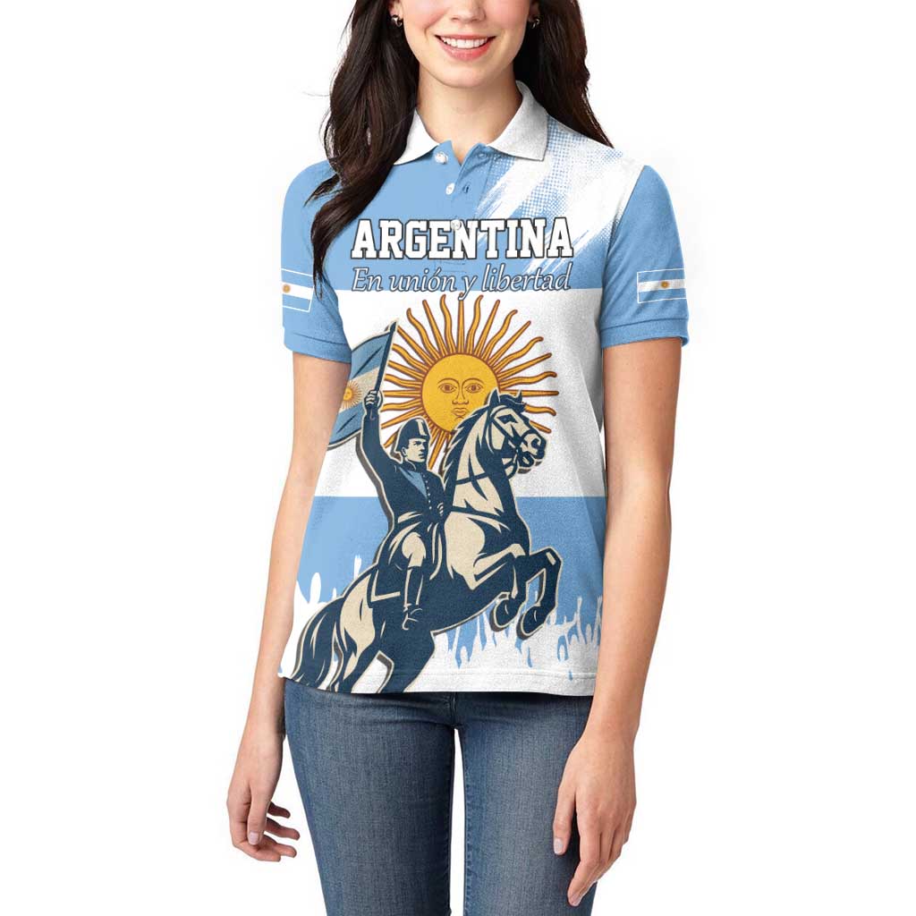 Personalized Argentina Flag Day 20th June Women Polo Shirt Manuel Belgrano