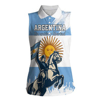 Personalized Argentina Flag Day 20th June Women Sleeveless Polo Shirt Manuel Belgrano