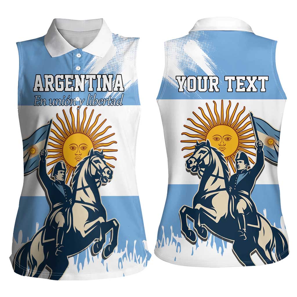Personalized Argentina Flag Day 20th June Women Sleeveless Polo Shirt Manuel Belgrano