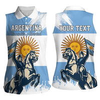 Personalized Argentina Flag Day 20th June Women Sleeveless Polo Shirt Manuel Belgrano