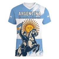 Personalized Argentina Flag Day 20th June Women V-Neck T-Shirt Manuel Belgrano