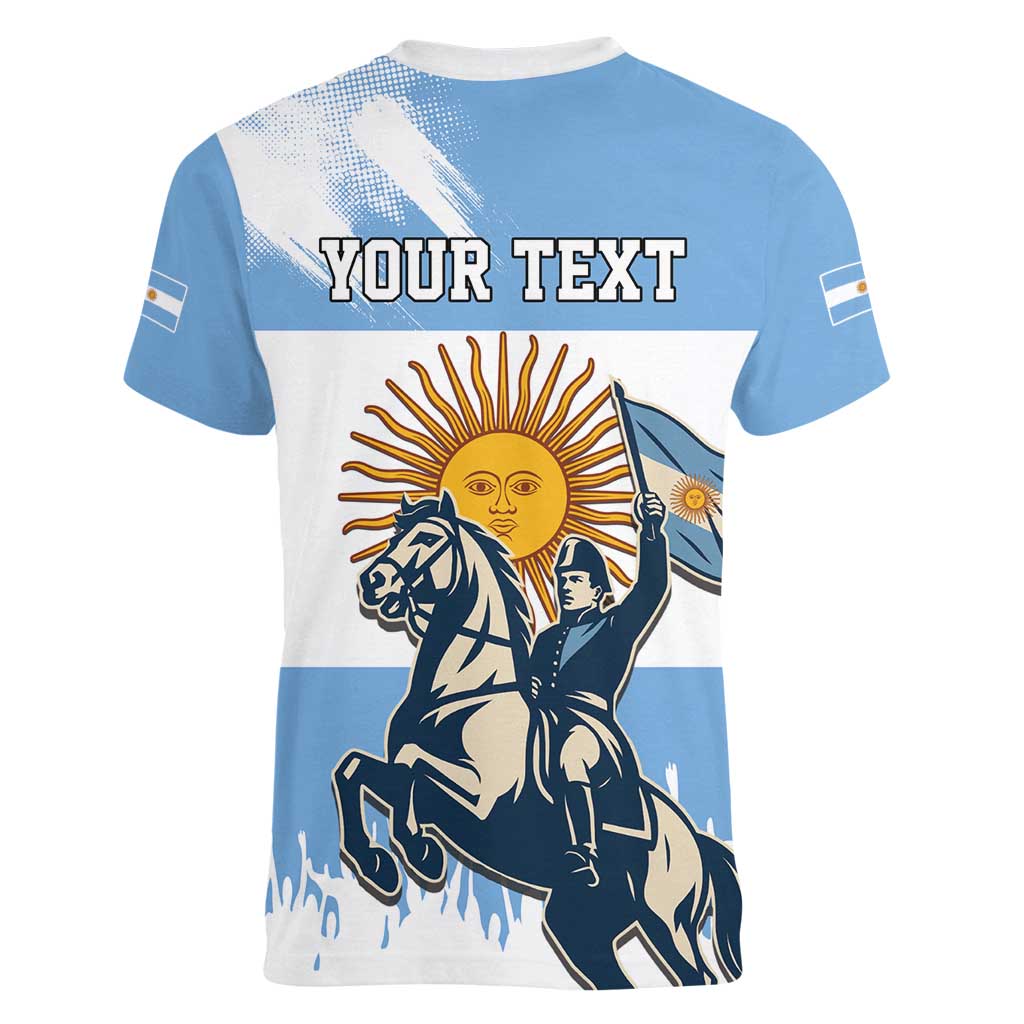 Personalized Argentina Flag Day 20th June Women V-Neck T-Shirt Manuel Belgrano