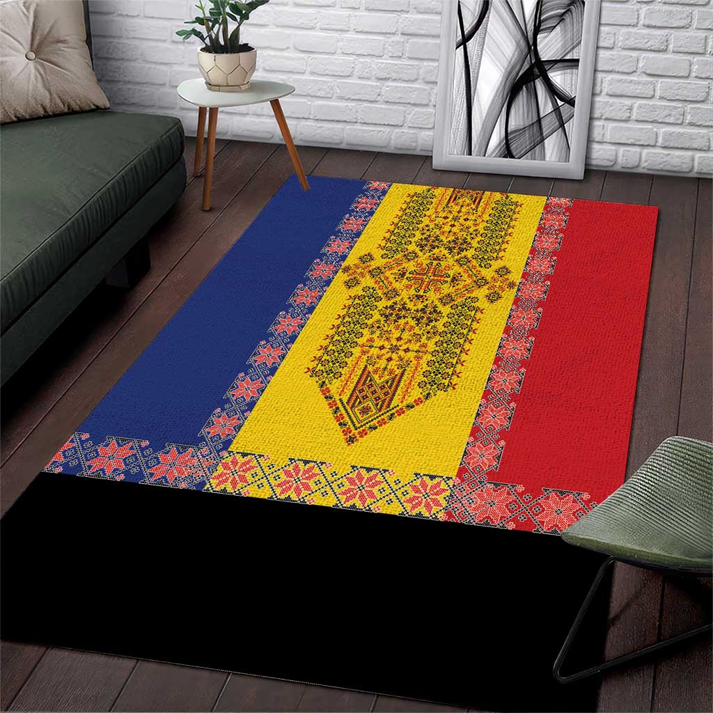 Romania National Flag Day 26th June Area Rug Red Traditional Embroidery Patterns