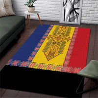 Romania National Flag Day 26th June Area Rug Red Traditional Embroidery Patterns