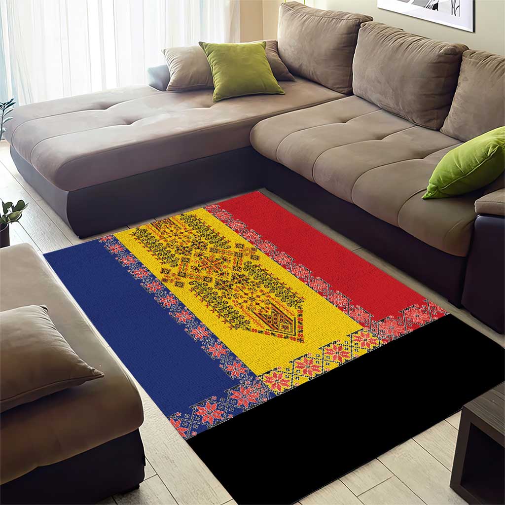 Romania National Flag Day 26th June Area Rug Red Traditional Embroidery Patterns