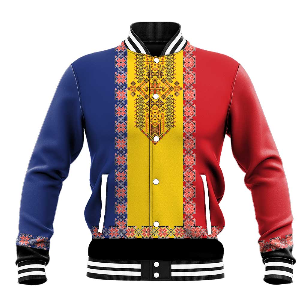 Romania National Flag Day 26th June Baseball Jacket Red Traditional Embroidery Patterns