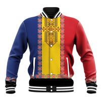 Romania National Flag Day 26th June Baseball Jacket Red Traditional Embroidery Patterns