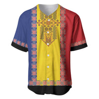 Romania National Flag Day 26th June Baseball Jersey Red Traditional Embroidery Patterns