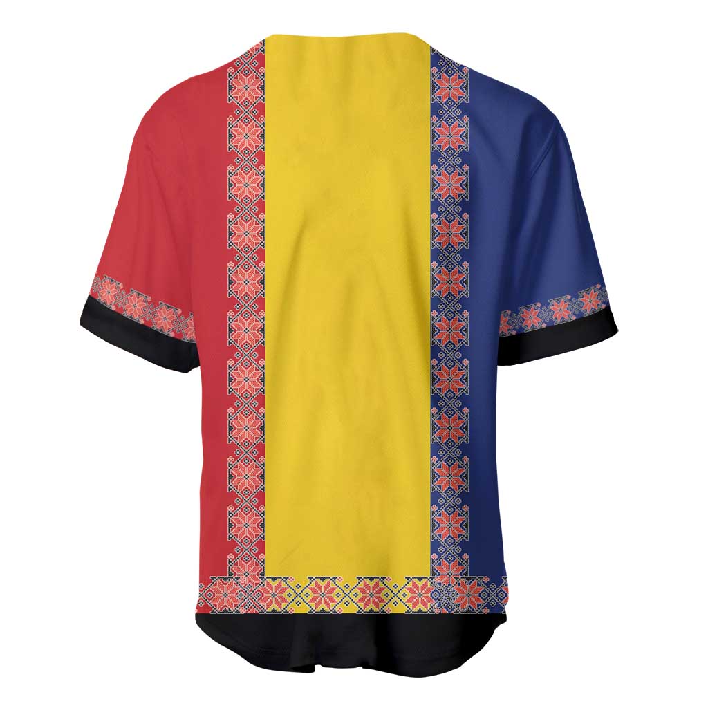 Romania National Flag Day 26th June Baseball Jersey Red Traditional Embroidery Patterns