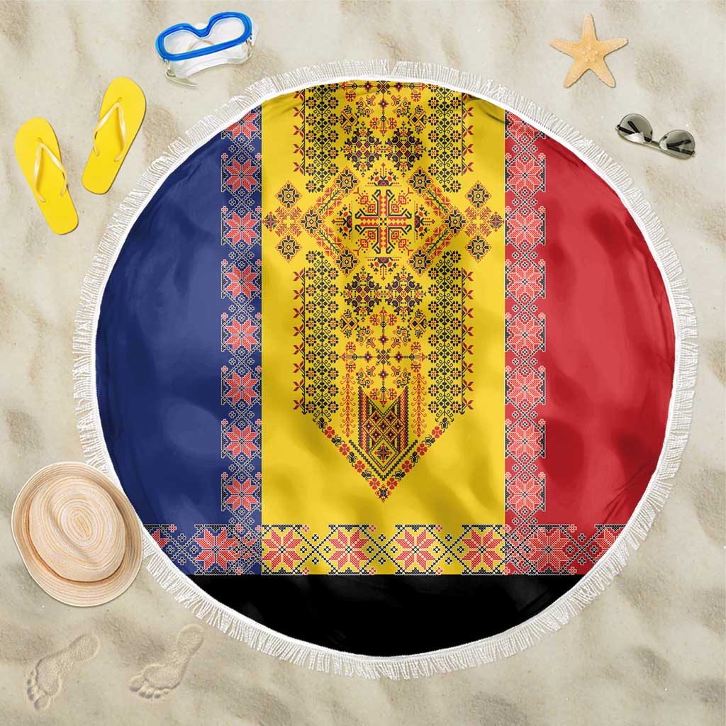 Romania National Flag Day 26th June Beach Blanket Red Traditional Embroidery Patterns