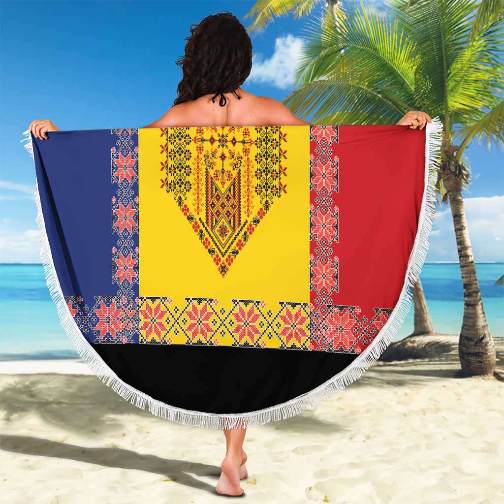 Romania National Flag Day 26th June Beach Blanket Red Traditional Embroidery Patterns