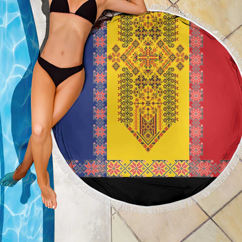 Romania National Flag Day 26th June Beach Blanket Red Traditional Embroidery Patterns