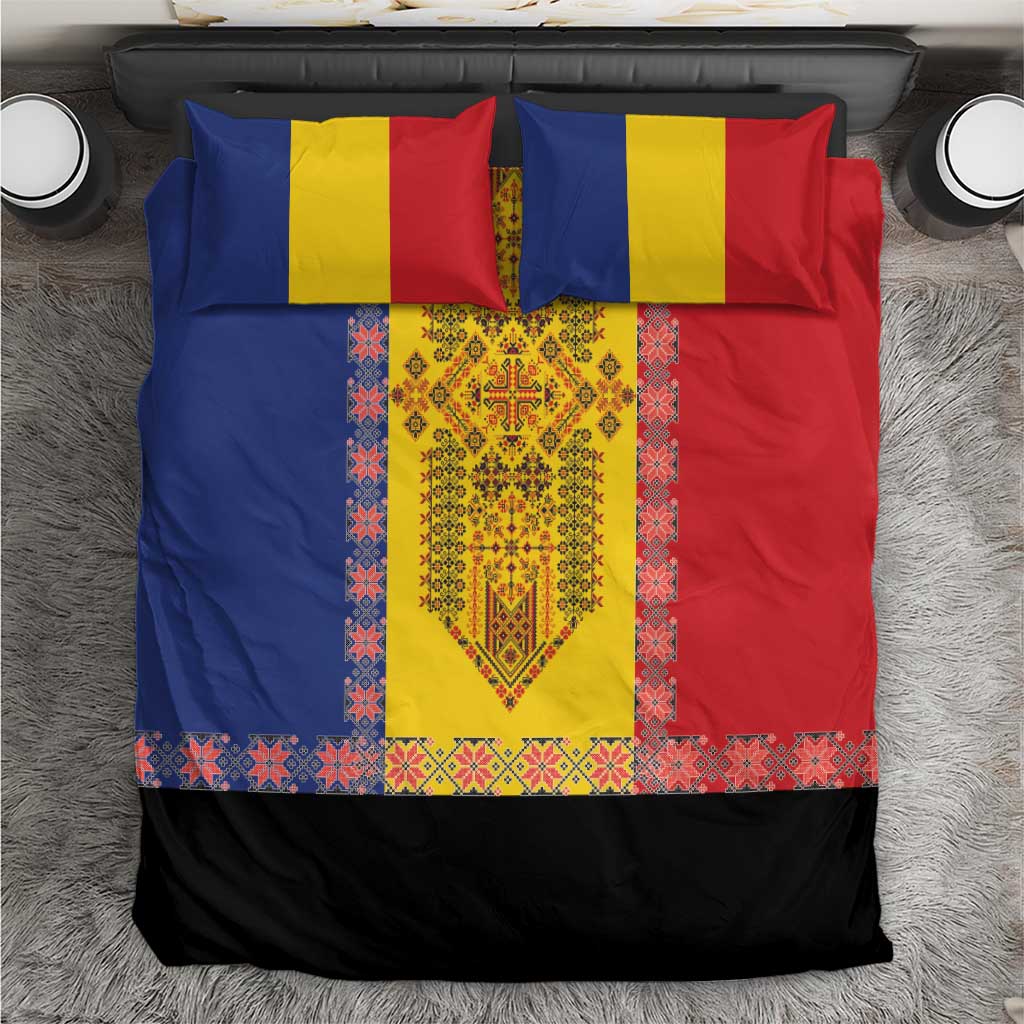 Romania National Flag Day 26th June Bedding Set Red Traditional Embroidery Patterns