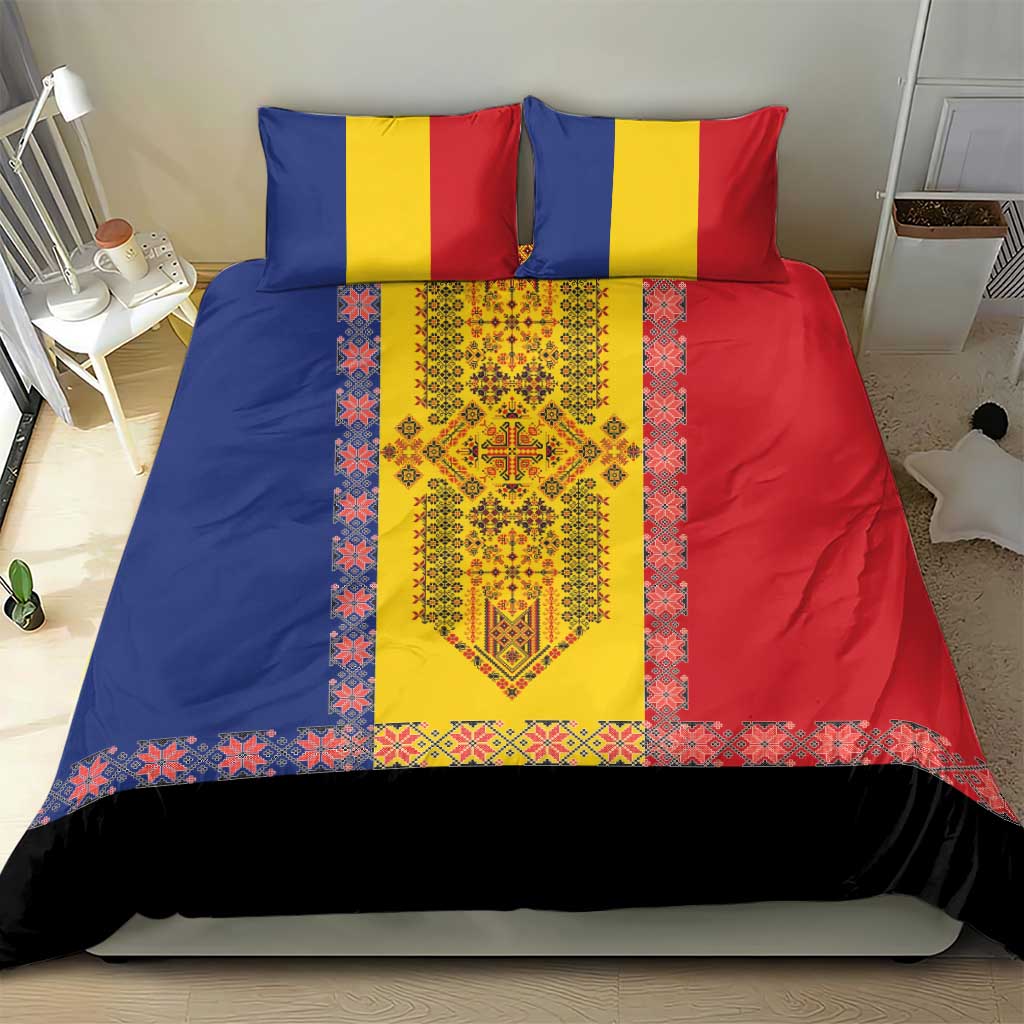 Romania National Flag Day 26th June Bedding Set Red Traditional Embroidery Patterns