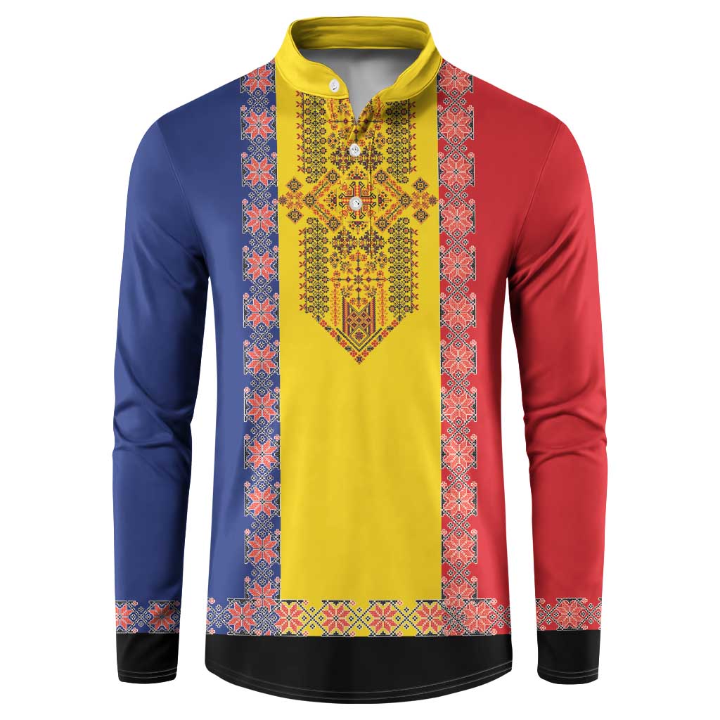 Romania National Flag Day 26th June Button Sweatshirt Red Traditional Embroidery Patterns