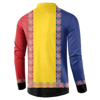 Romania National Flag Day 26th June Button Sweatshirt Red Traditional Embroidery Patterns