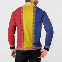 Romania National Flag Day 26th June Button Sweatshirt Red Traditional Embroidery Patterns
