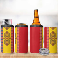 Romania National Flag Day 26th June 4 in 1 Can Cooler Tumbler Red Traditional Embroidery Patterns