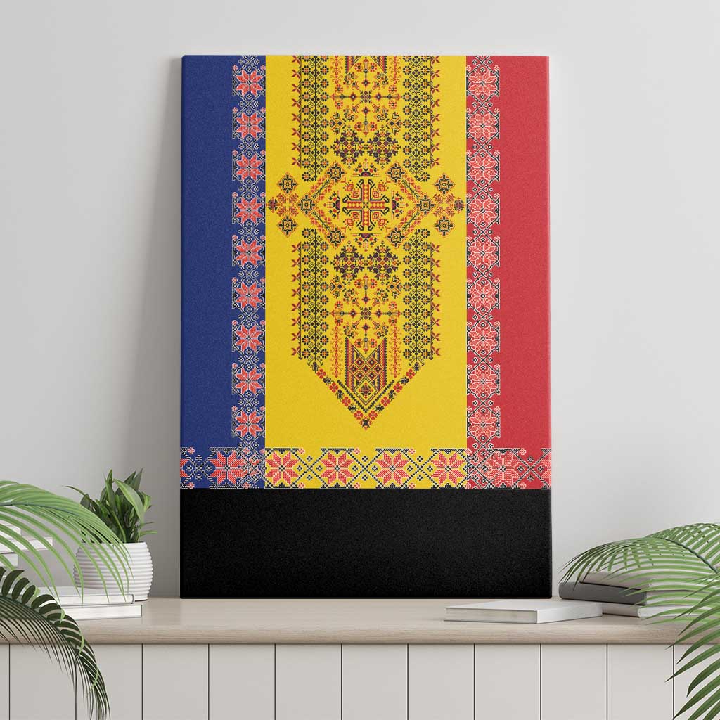 Romania National Flag Day 26th June Canvas Wall Art Red Traditional Embroidery Patterns
