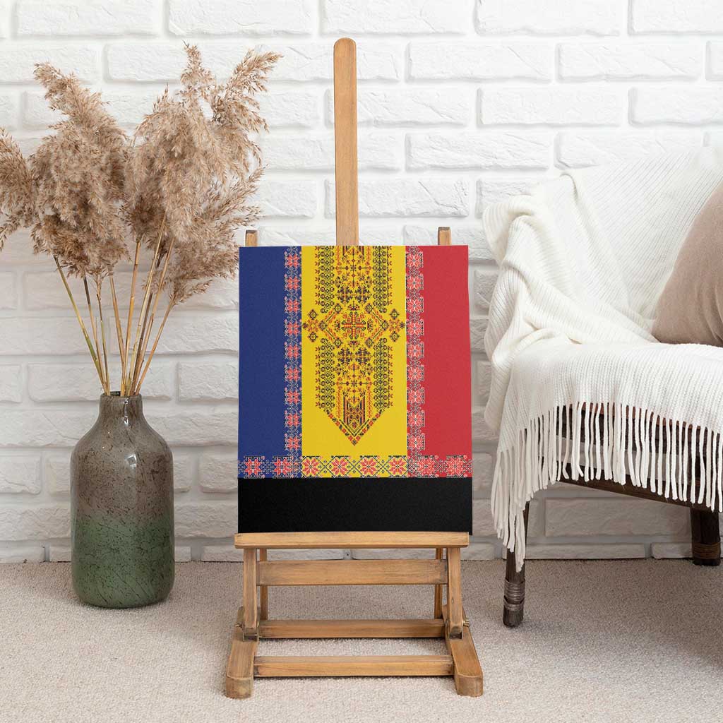 Romania National Flag Day 26th June Canvas Wall Art Red Traditional Embroidery Patterns
