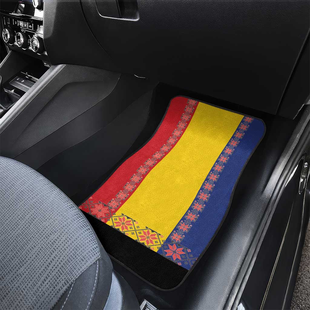 Romania National Flag Day 26th June Car Mats Red Traditional Embroidery Patterns