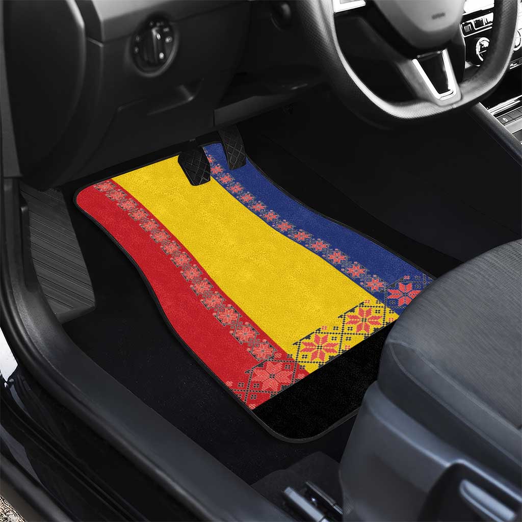 Romania National Flag Day 26th June Car Mats Red Traditional Embroidery Patterns