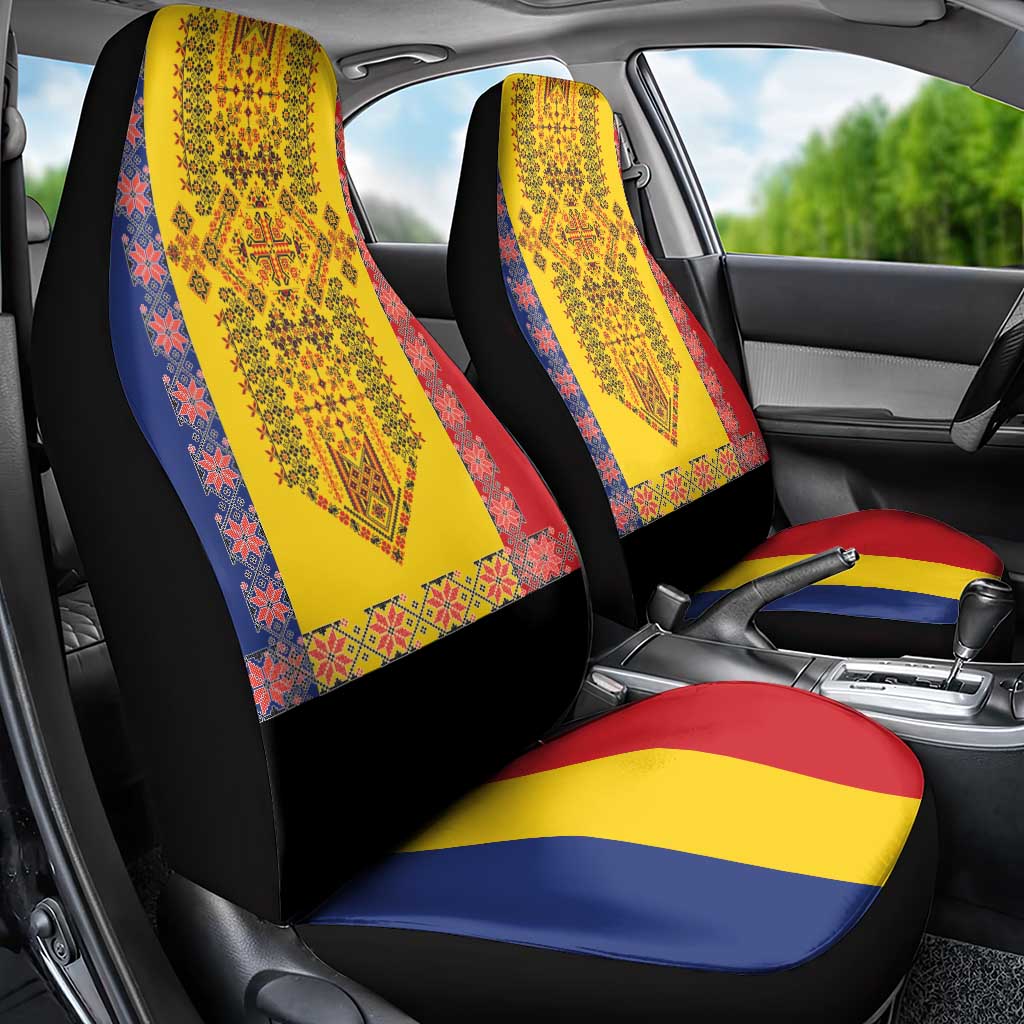 Romania National Flag Day 26th June Car Seat Cover Red Traditional Embroidery Patterns