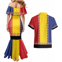 Romania National Flag Day 26th June Couples Matching Mermaid Dress and Hawaiian Shirt Red Traditional Embroidery Patterns
