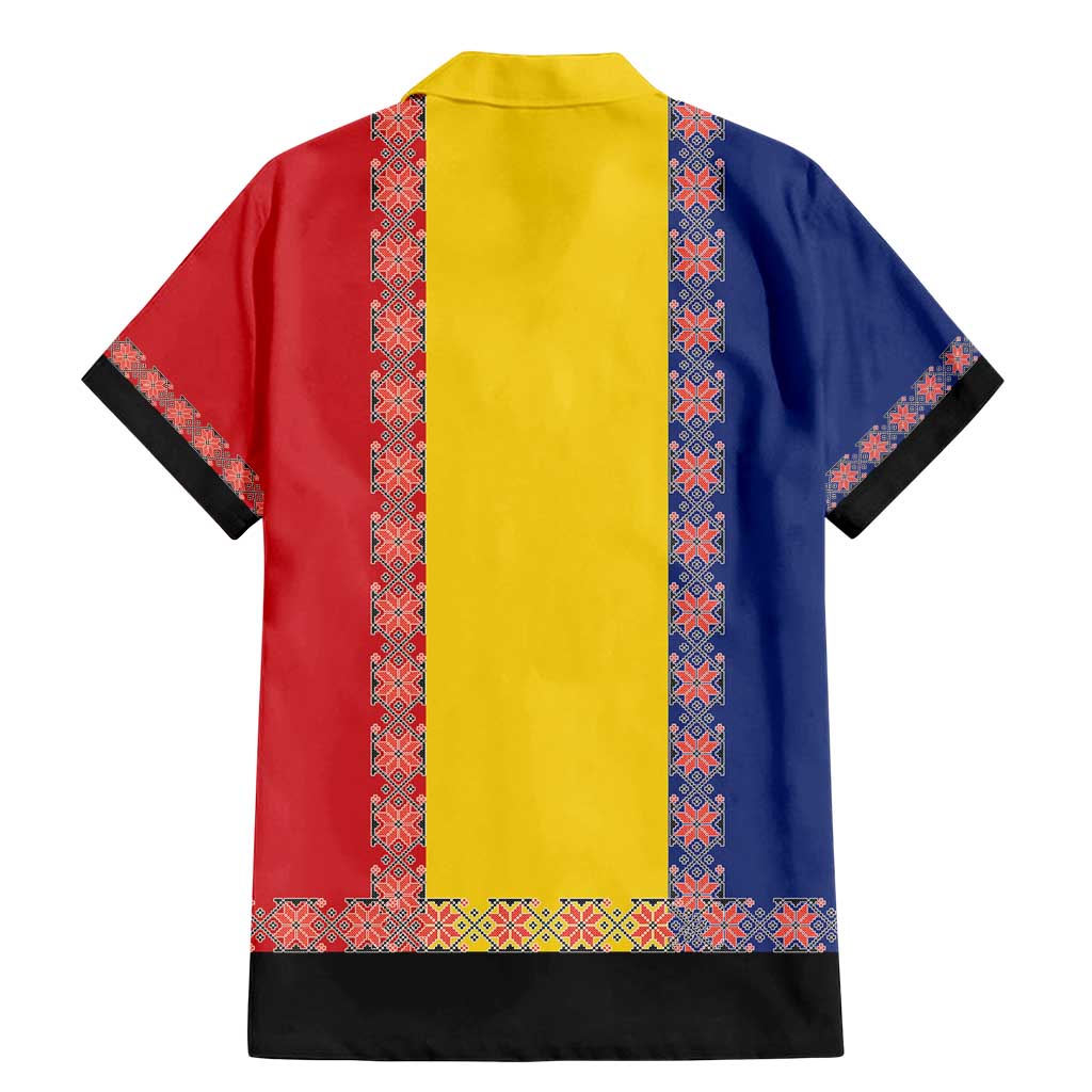 Romania National Flag Day 26th June Family Matching Mermaid Dress and Hawaiian Shirt Red Traditional Embroidery Patterns