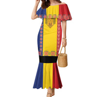 Romania National Flag Day 26th June Family Matching Mermaid Dress and Hawaiian Shirt Red Traditional Embroidery Patterns